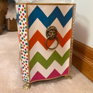 Mackenzie-Childs Trampoline Waste Bin Storage Container (White)